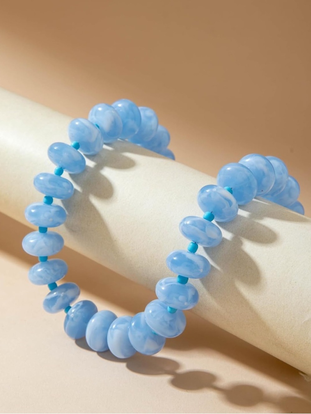 New! Summer Light Blue Beaded Necklace